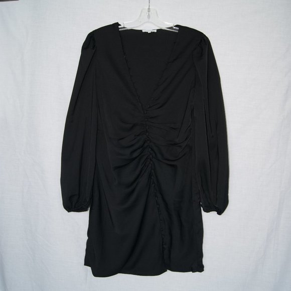 Crescent Goth Witch Medium Black Button Up Long Sleeve Loose Fit Dress - Picture 2 of 5